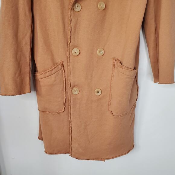 Frank & Eileen Belfast Sweatshirt Trench Coat Camel Triple Fleece Large FLAW - Picture 9 of 14